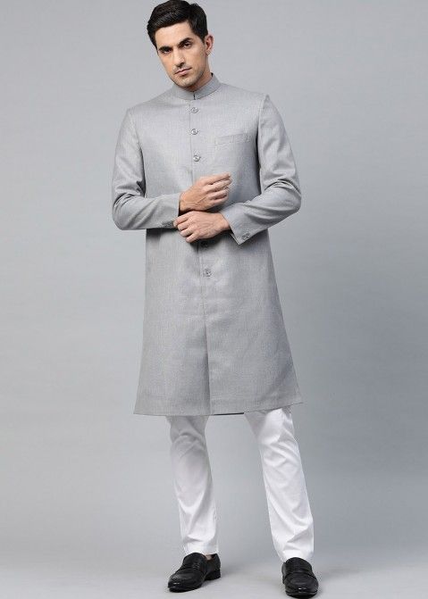 Grey Readymade Mens Wedding Sherwani Online Panash India USA