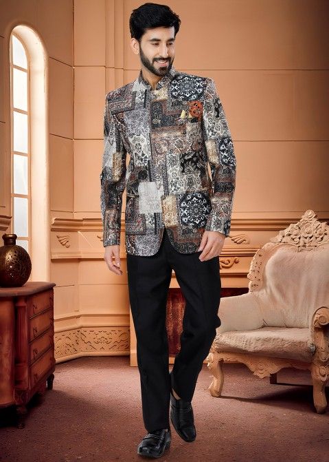 Buy Blue and Maroon Floral Jodhpuri Suit Online in India @Manyavar - Suit  Set for Men