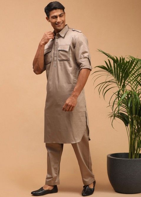 Men's Cream Pathani Suit Set - Absolutely Desi