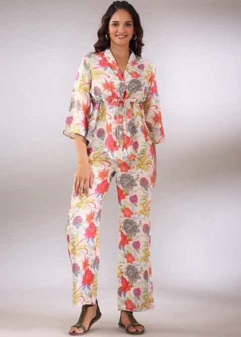Off White Floral Print Co-Ord Set