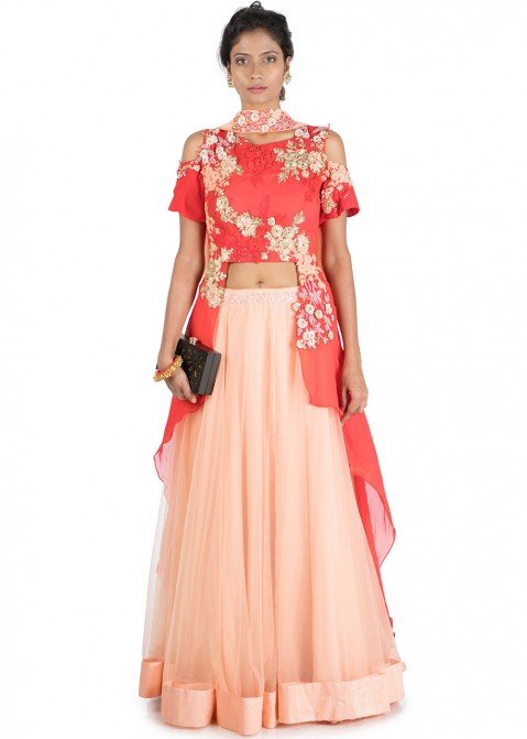 Indian Grey And Magenta Lehenga With Digital Printed And Ind