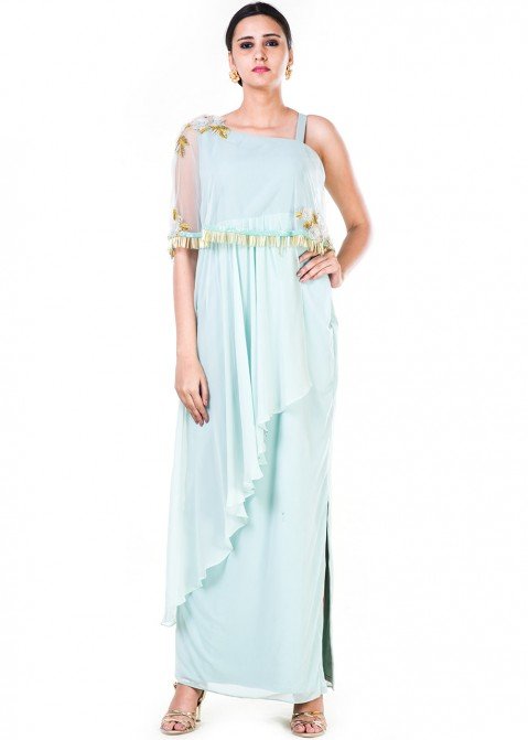 ASOS DESIGN halter neck Grecian pleated skirt maxi dress in pastel blue |  ASOS