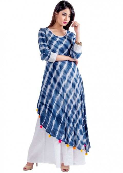 Readymade Blue Cotton Women Indian Tunic Online USA