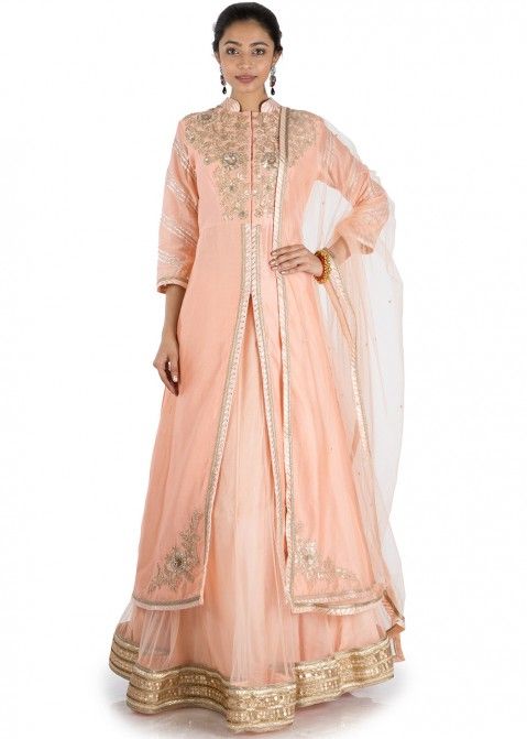 Buy Pink Wedding Lehenga With Long Jacket Blouse , Readymade Stitched  Lehenga With Koti, Indian Wedding Mehendi Engagement Lehenga Online in  India - Etsy