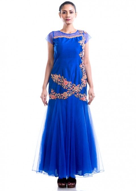royal blue net gown