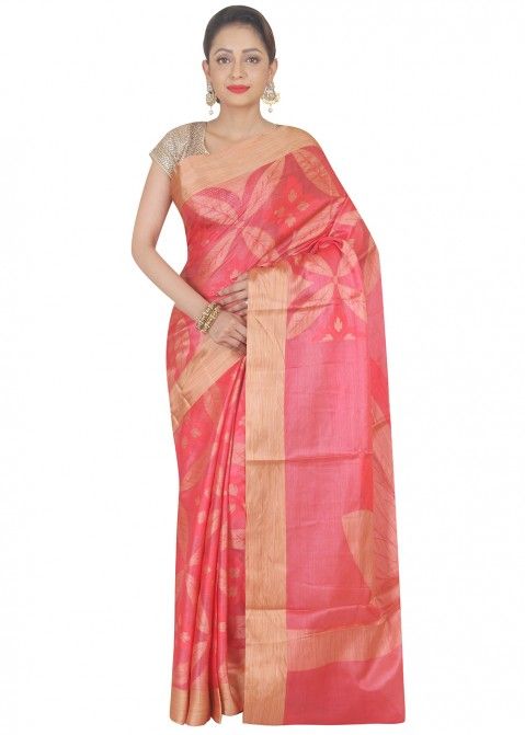 Red Woven Saree In Pure Banarasi Silk