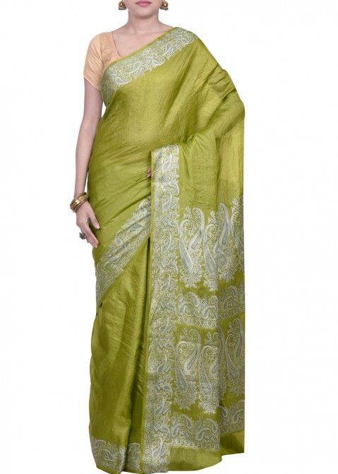 Green Saree in Pure Banarasi Silk
