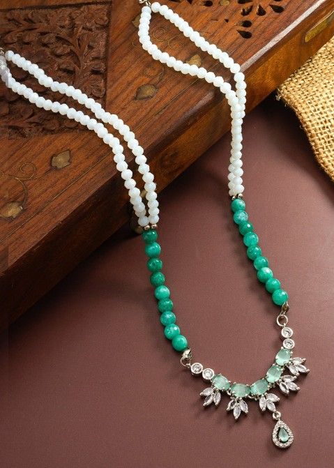 Turquoise Alloy Based Beaded Necklace