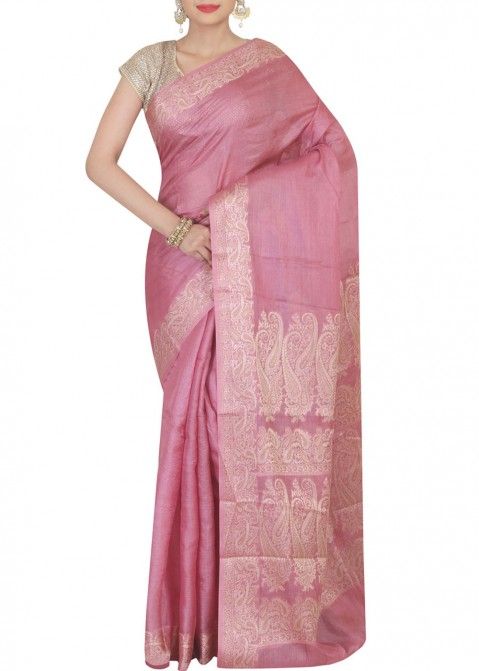 Light Pink Banarasi Indian Silk Saree