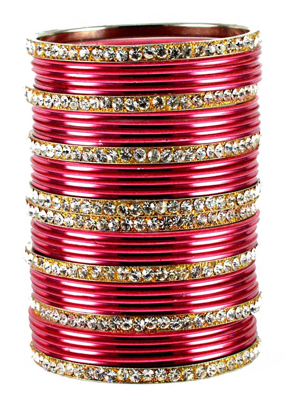 Red and Golden Stone Studded Bangle Set 