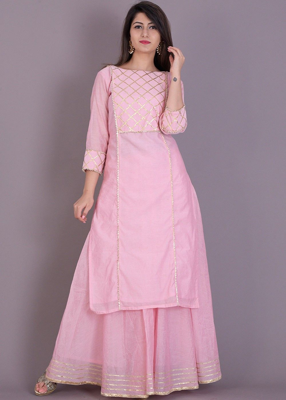 Details more than 82 pink kurti with skirt