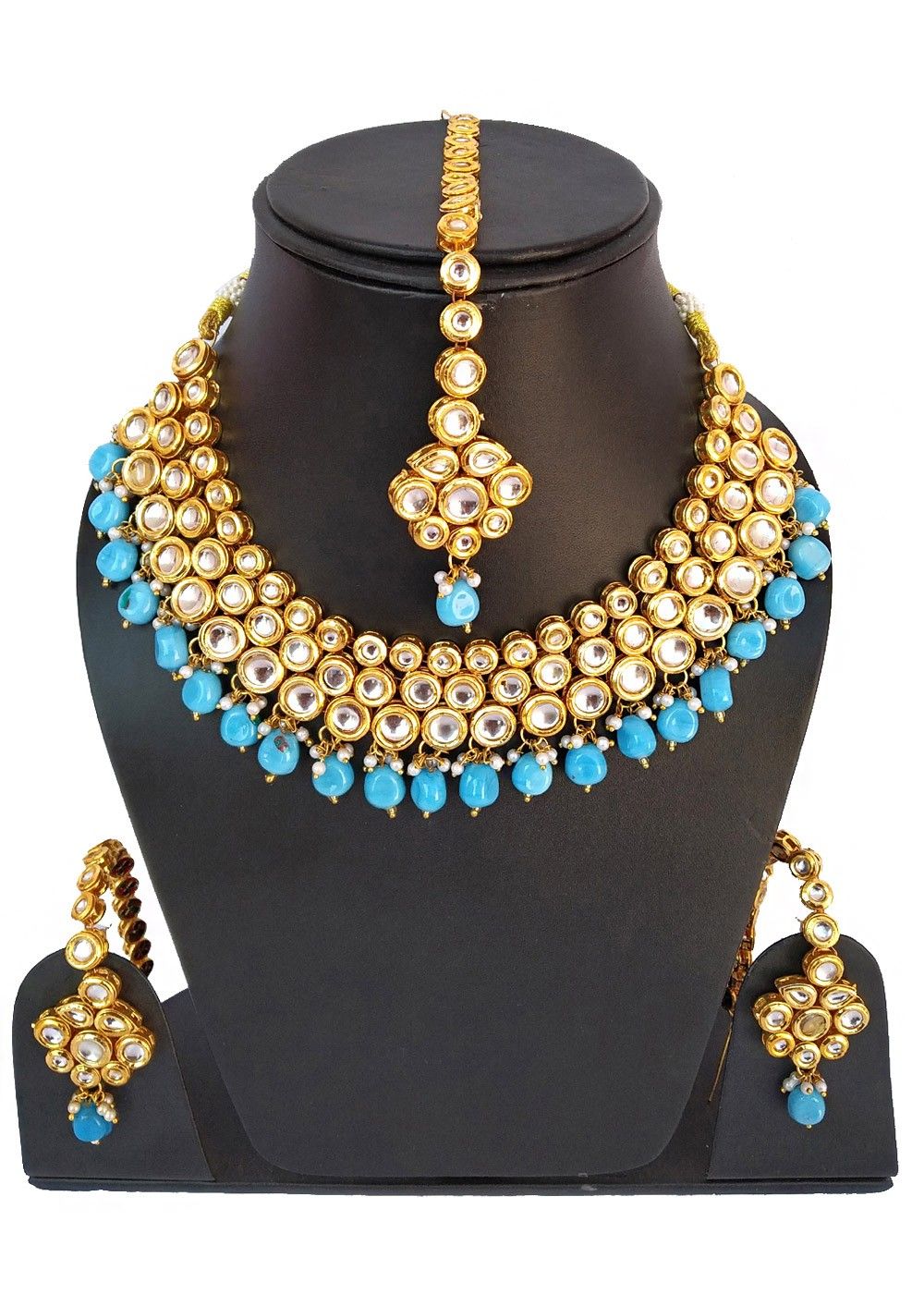 Gold Blue Stone Necklace