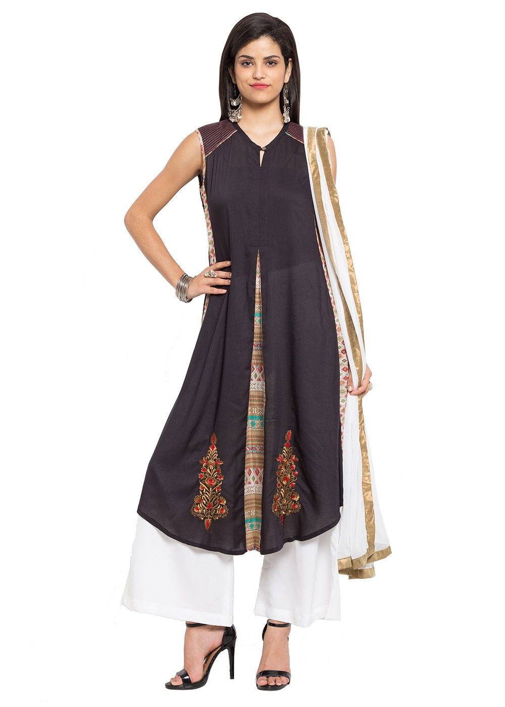 Ladies Plain Black Shalwar Kameez kurta Salwar Women Suit Dress Stitch |  eBay