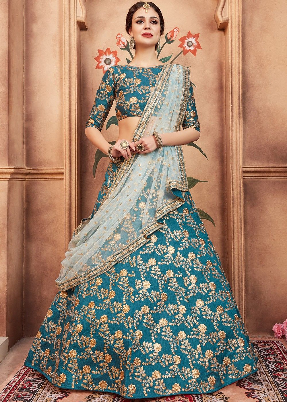 Buy online Royal Blue Chevron Semi-stitched Lehenga With Dupatta from  ethnic wear for Women by Zeelpin Enterprise for ₹4299 at 65% off | 2023  Limeroad.com