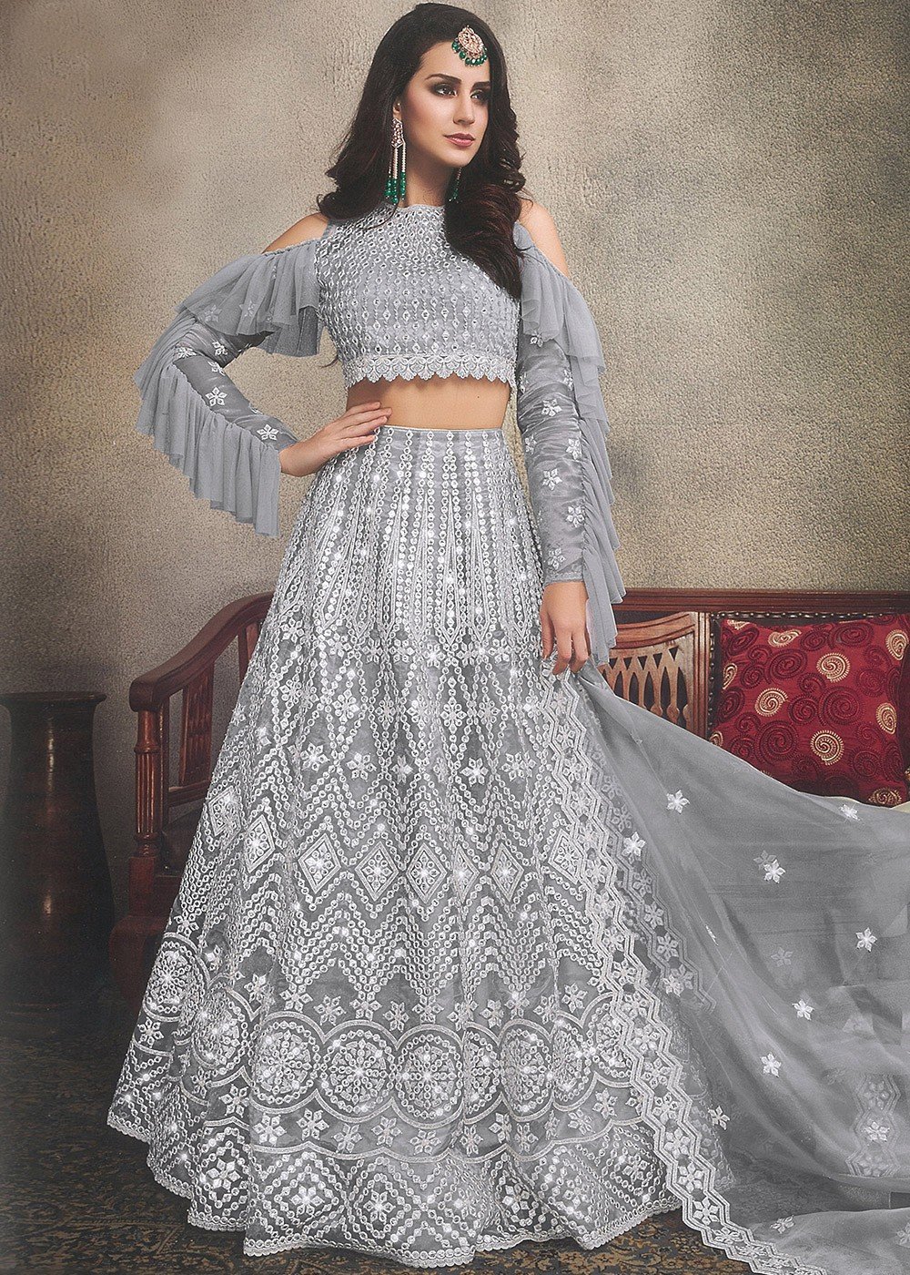 Seemly Cold Shoulder Blouse And Ghagra (P291), Age: 15-50 at Rs 750/piece  in Pune