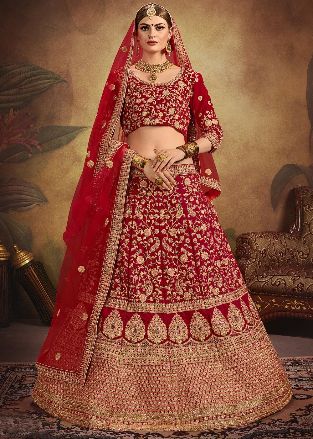 Shop Baby Pink Embroidered Soft Net Wedding Lehenga Choli From Ethnic Plus