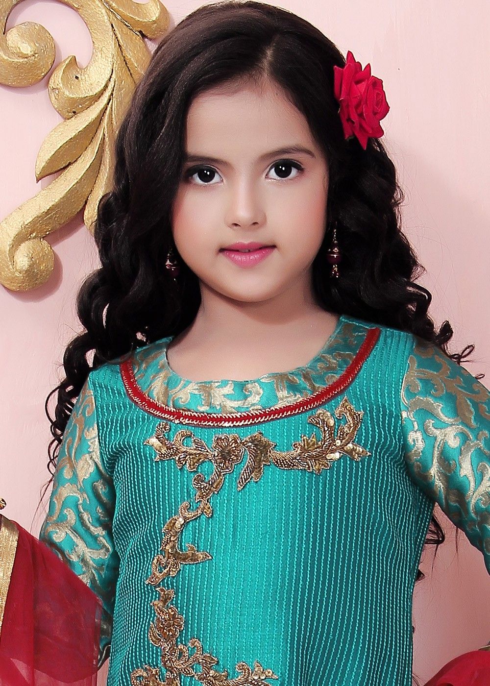 Green Embroidered Kids Readymade Gharara Suit 200KW05