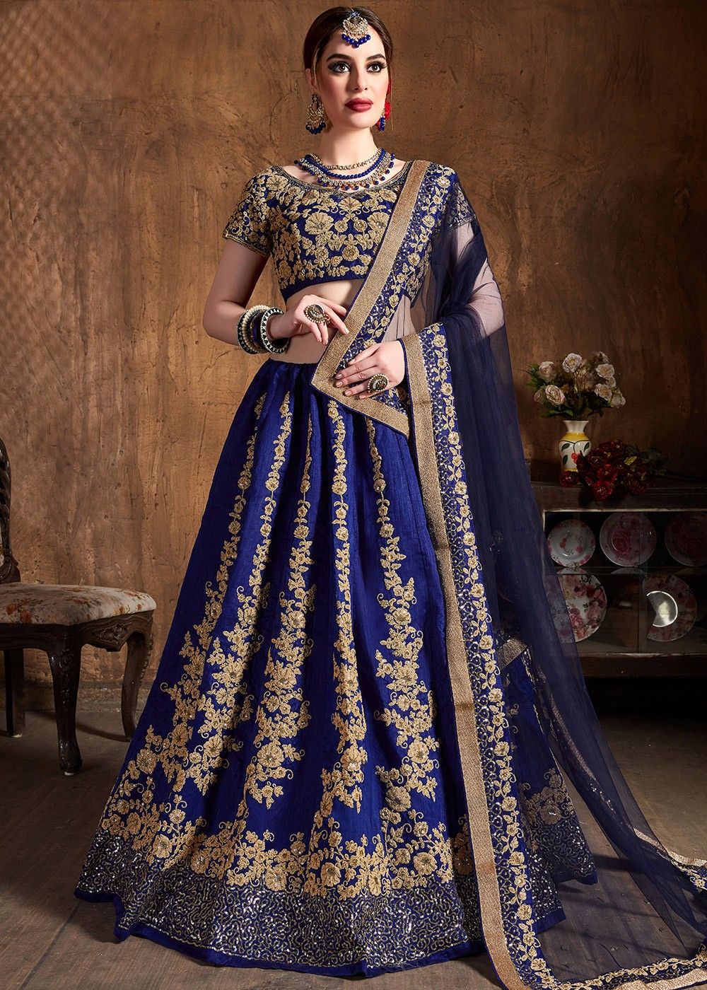 Velvet Pearl Work Wedding Wear Lehenga Choli Indian Ethnic Bridal Blue  Lengha | eBay