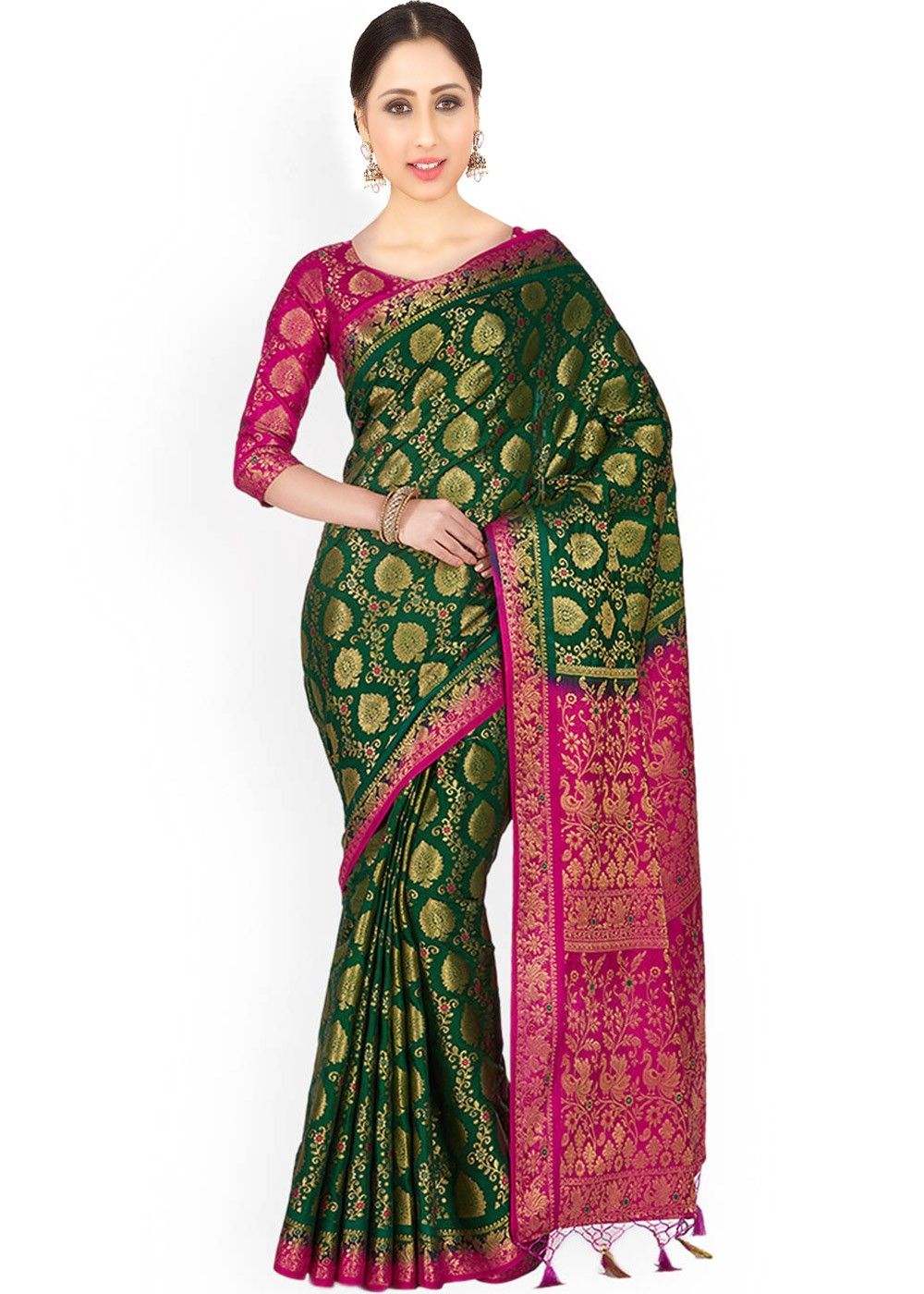 Dark Green Woven Kanjivaram Silk Saree Saree 2055SR39