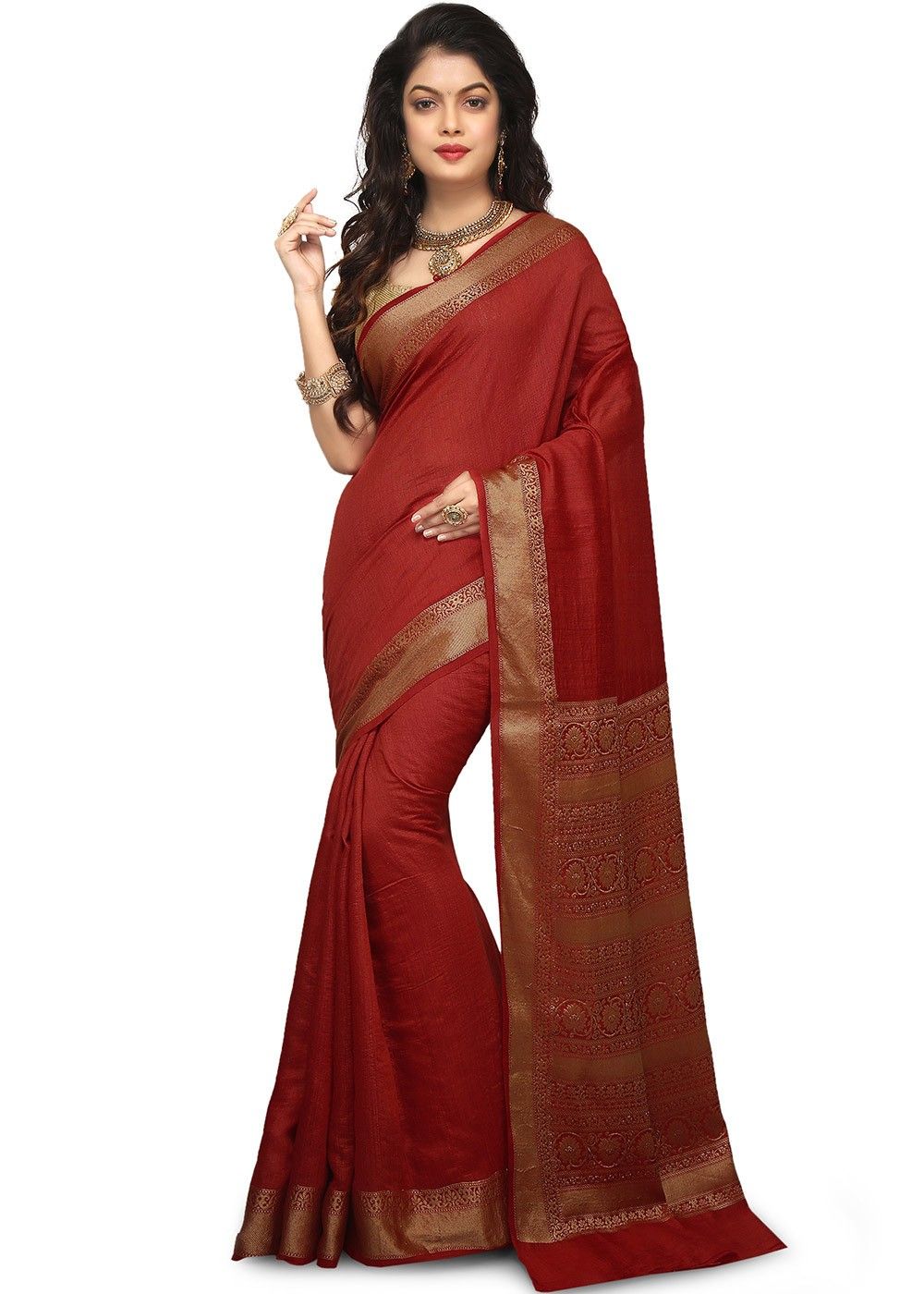 Buy online Maroon Solid Plain Saree With Blouse With Blouse from ethnic  wear for Women by Fabmora for ₹479 at 68% off | 2023 Limeroad.com