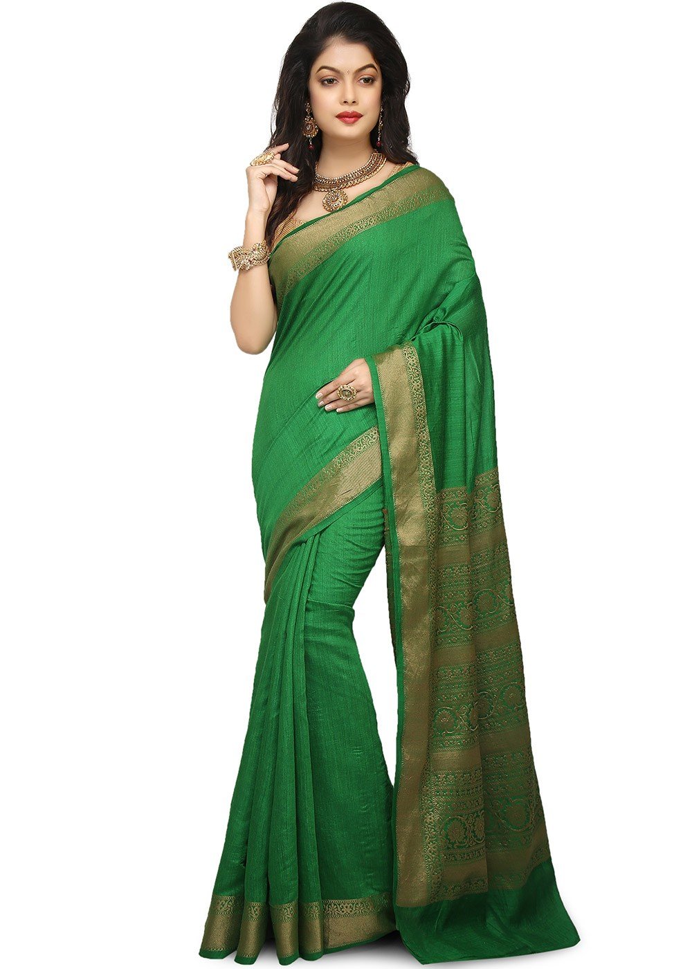 Anuradha' Light Sage Green Pure Katan Silk Banarasi Handloom Saree - Tilfi