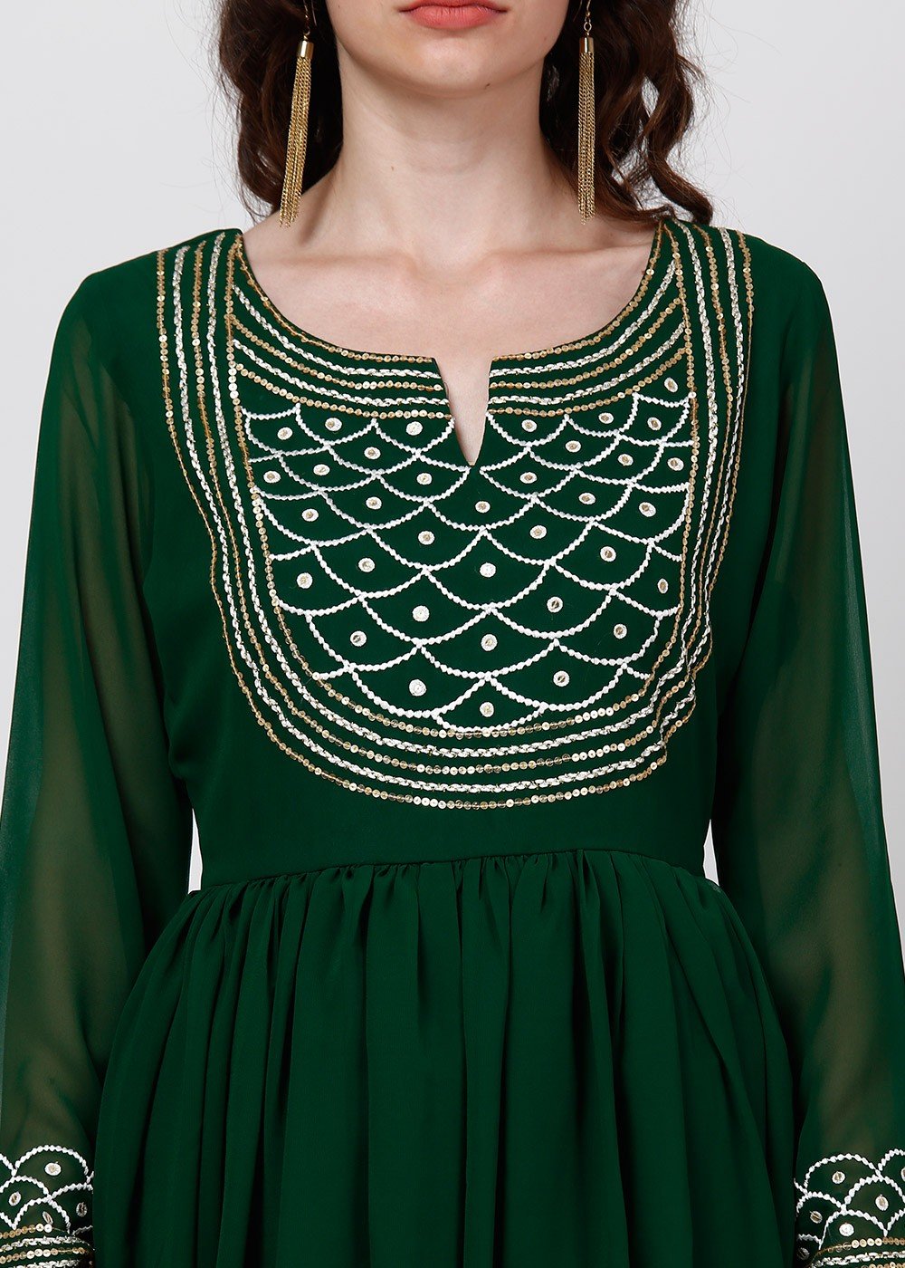 Georgette Embroidered Dark Green Peplum Gown at Rs 2550 in Mumbai