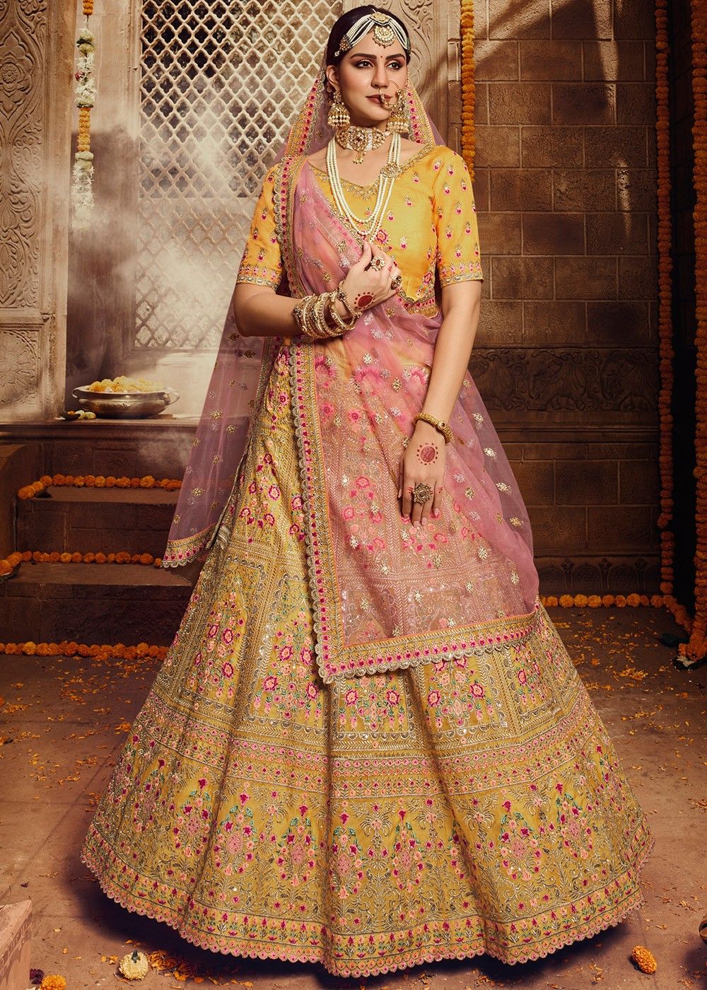 Latest Mustard Color Designer Lehenga Choli For Wedding Look – Joshindia