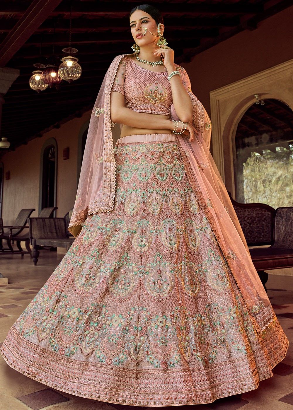 Buy Pink Vasansi Silk Printed Lehenga Set Online – Vasansi Jaipur
