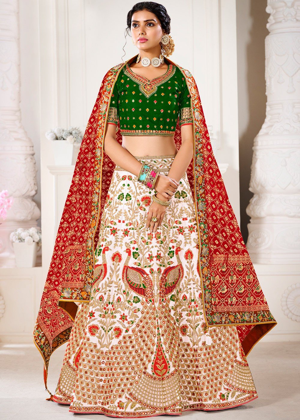 Semi-Stitched Embroidery Bridal Lehenga at best price in Surat | ID:  21058304488