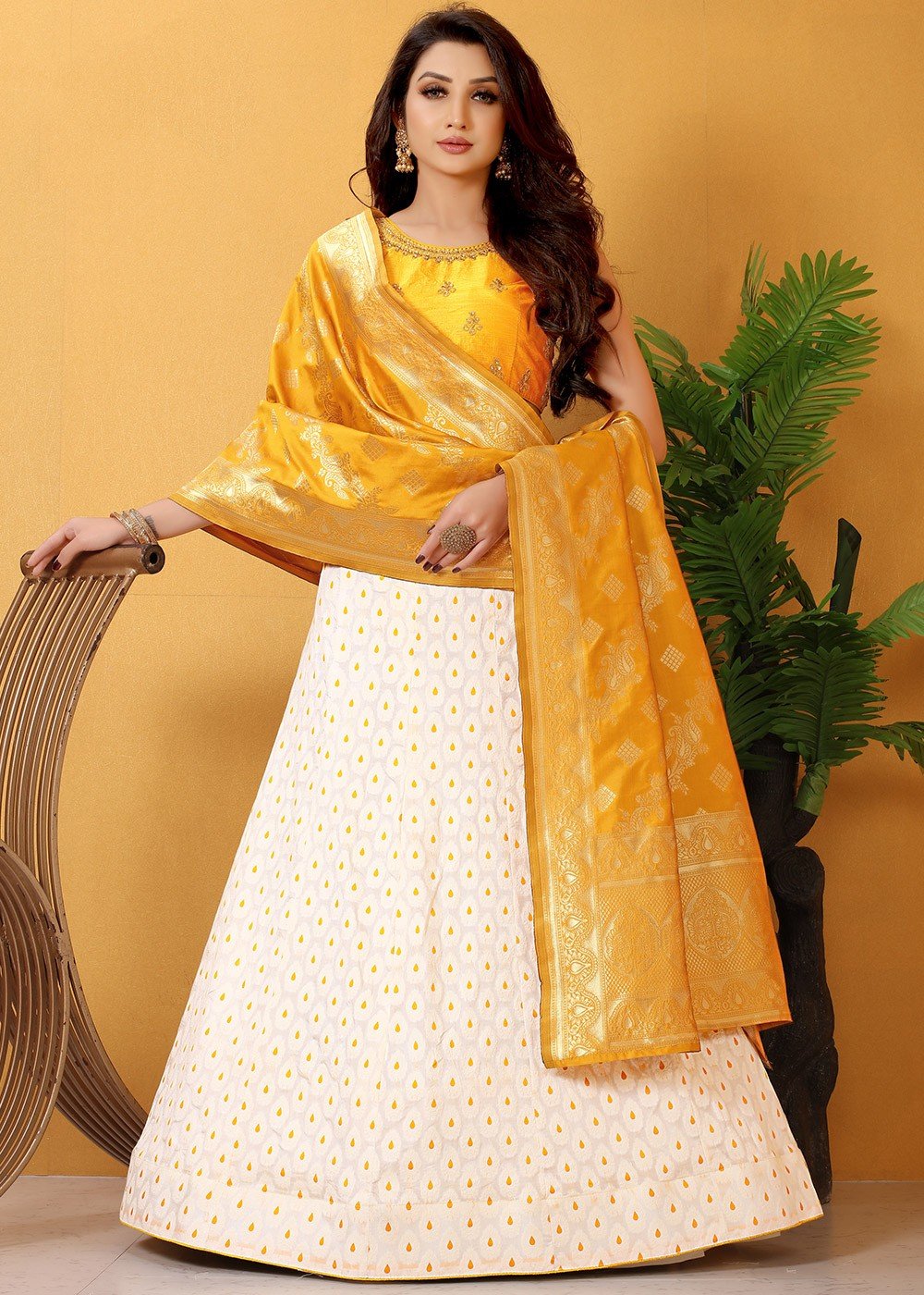 Buy Off White Dupatta Georgette Printed Leaf Sweetheart Neck Lehenga Set  For Women by Ankur J Online at Aza Fashions.