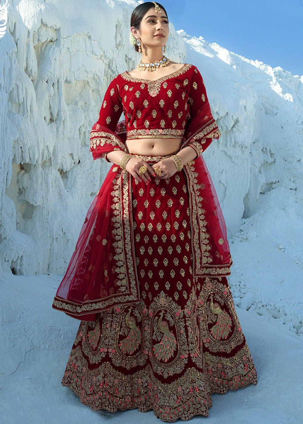 Indian Red Velvet Lehenga Choli With Embroidery Work and Soft Net Dupatta  for Women , Bridal Lehenga , Wedding Lehenga , Lehenga Choli - Etsy