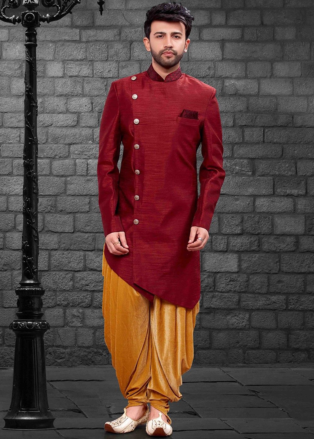 Buy Maroon Embroidered Short Tunic Paired with Silk Dhoti Pants by Designer  JAYANTI REDDY Online at Ogaancom