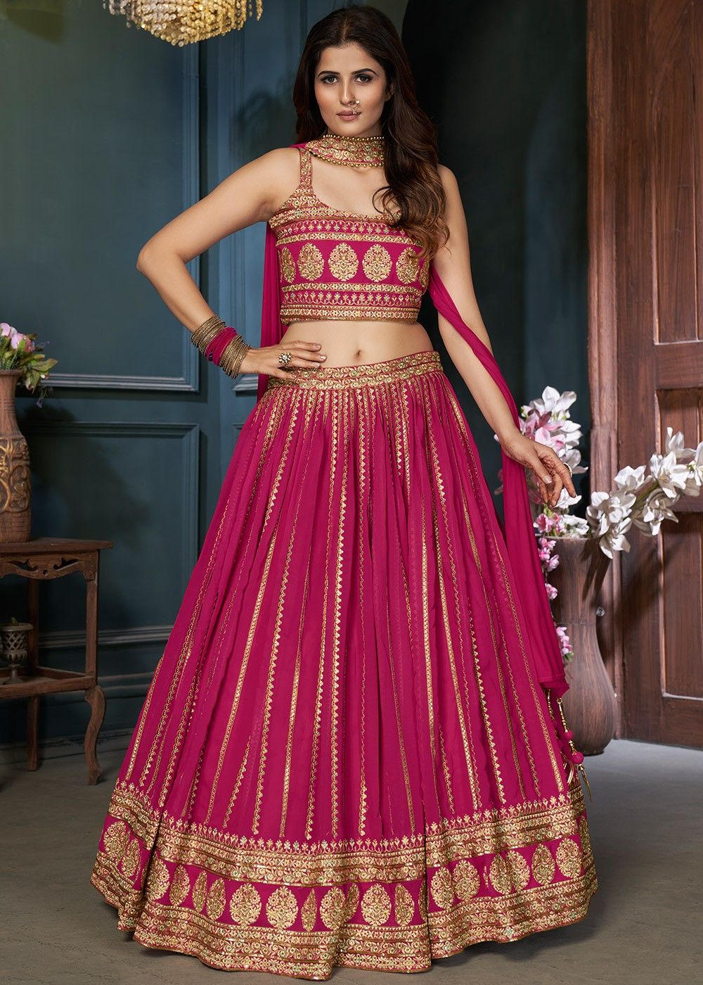 Buy Wedding Wear Purple Embroidery Work Soft Net Readymade Lehenga Choli  Online From Surat Wholesale Shop.