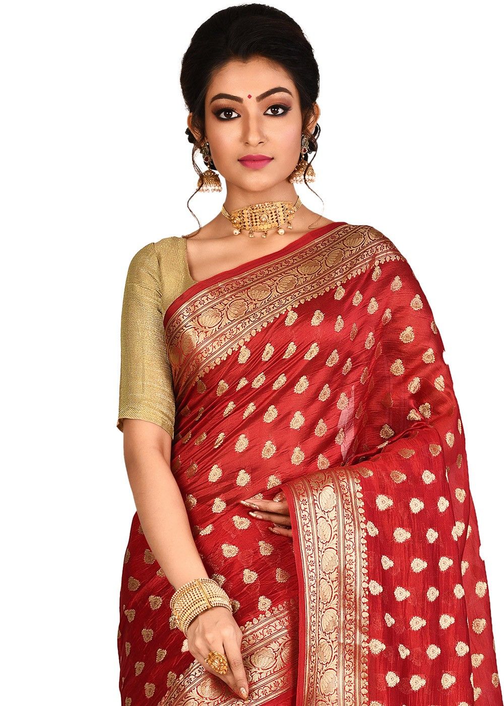 Pink Pure Banarasi Silk Woven Bridal Saree