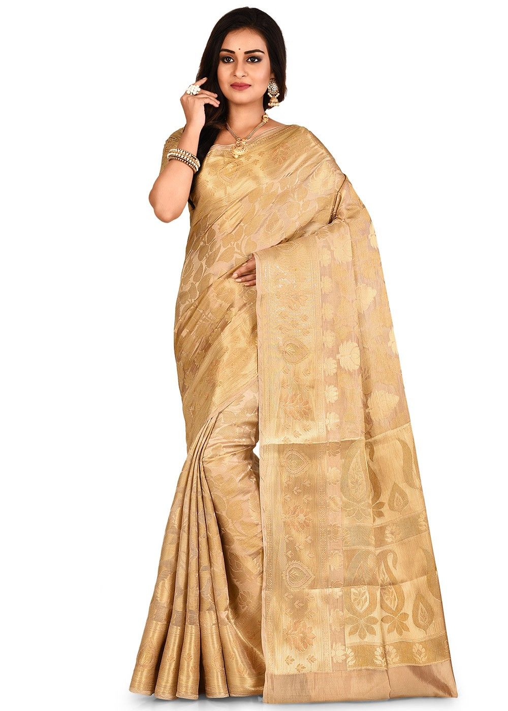 Brasso Net Gold cut work Saree With Blouse