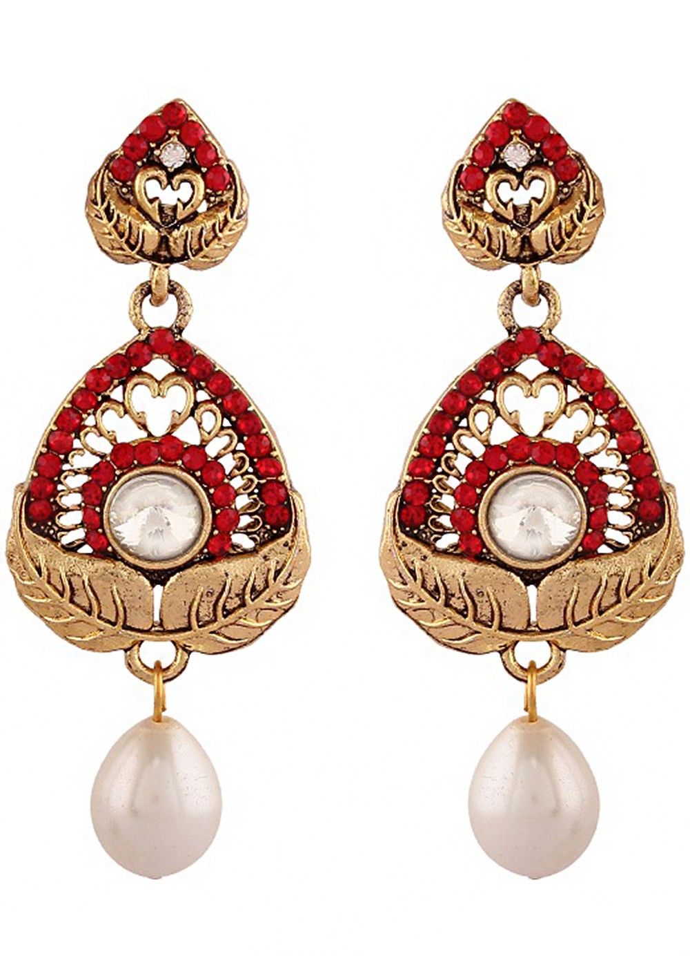 The Mystery Lady Statement Golden Earrings Rufous Red