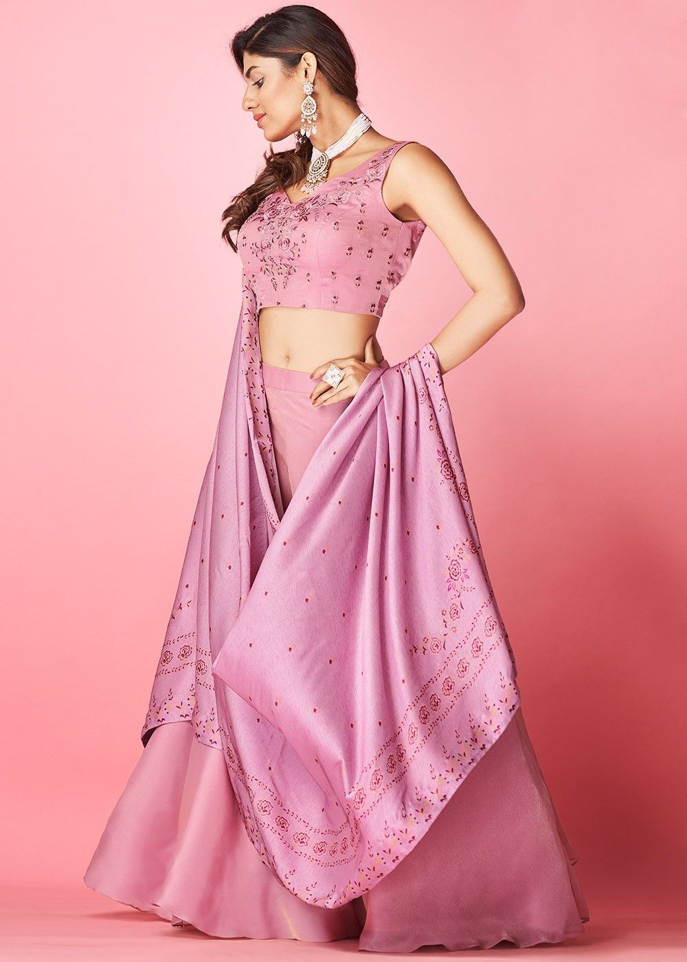 Buy Pink Party Wear Lehenga Choli Online for Women in Malaysia