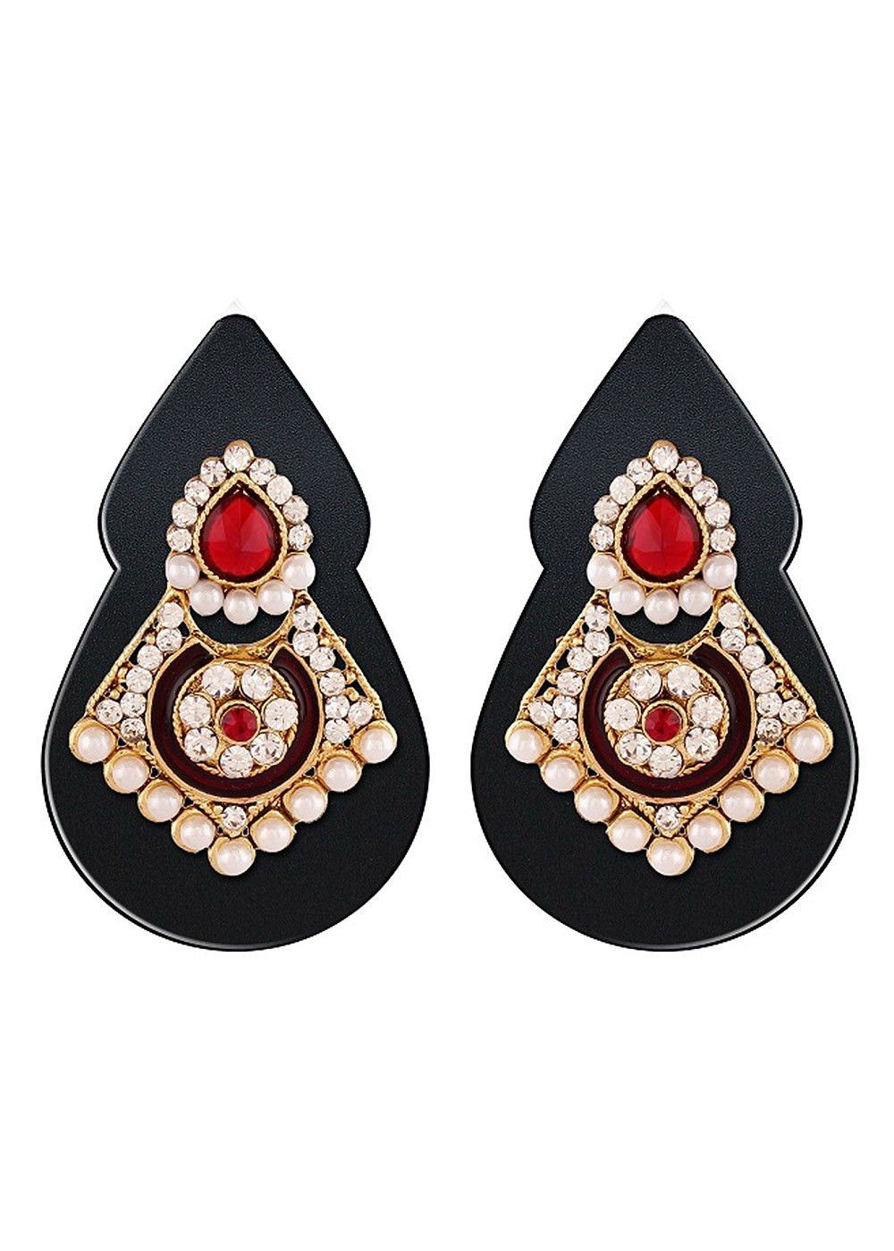 Buy Gorgeous Red and Gold Jhumka Earrings by JOULES BY RADHIKA at Ogaan  Market Online Shopping Site