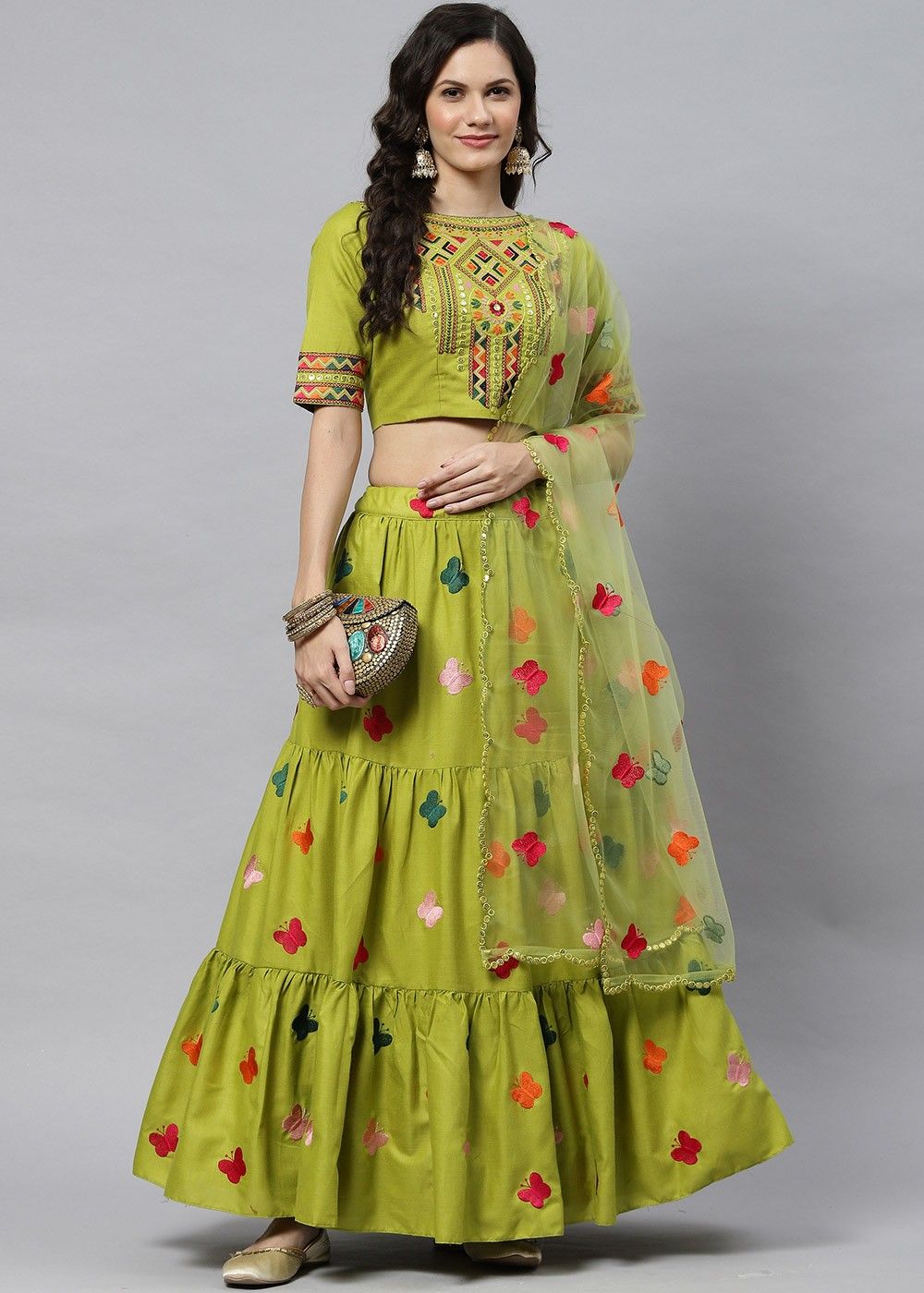 Parrot Green Colour ANANDAM MASAKALI Exclusive Wedding Wear Silk Printed  Designer Lehenga Choli Collection 2349 - The Ethnic World