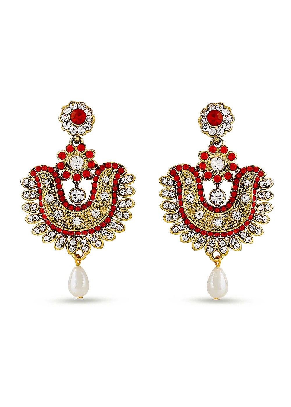 Buy Golden Earrings Pompoms Imitation Red Fur Online in India  Etsy