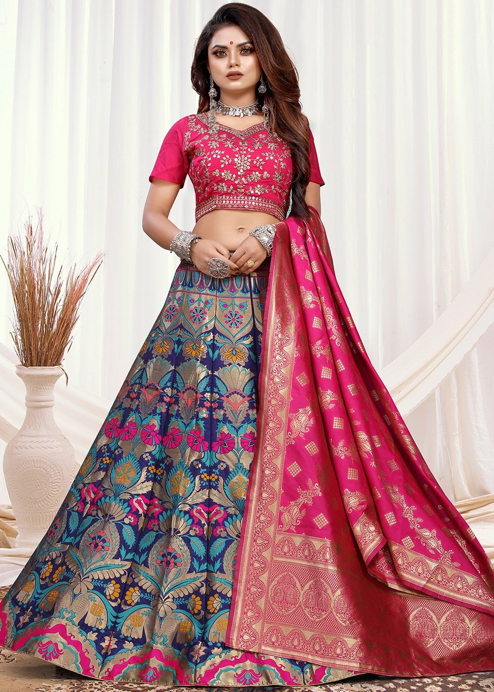 Buy FUSIONIC Rich Red Color Designer Soft Net Base Lehenga Choli For Women  at Amazon.in
