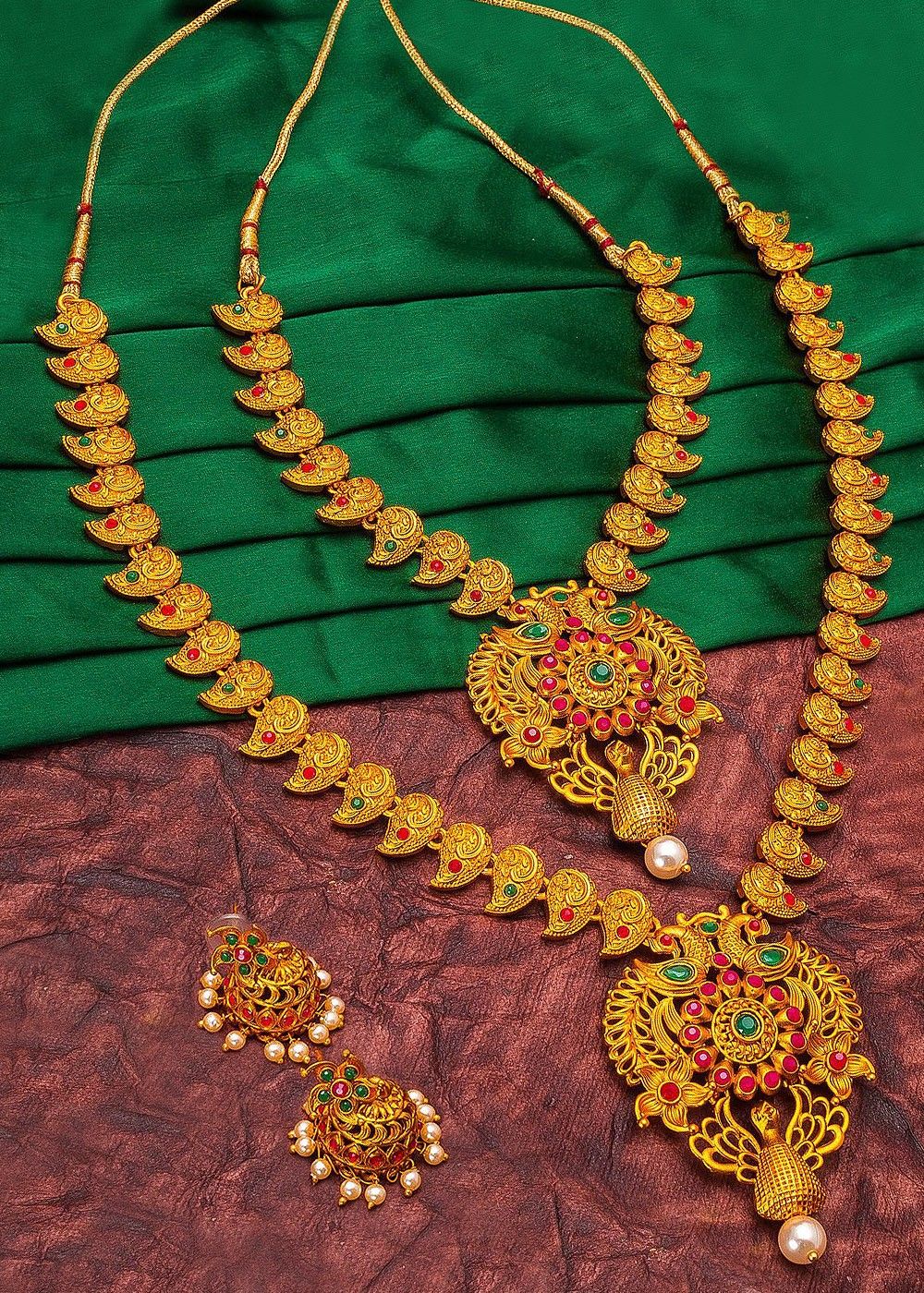 Deandra Bridal Double necklace set - Golden – SOKORA JEWELS