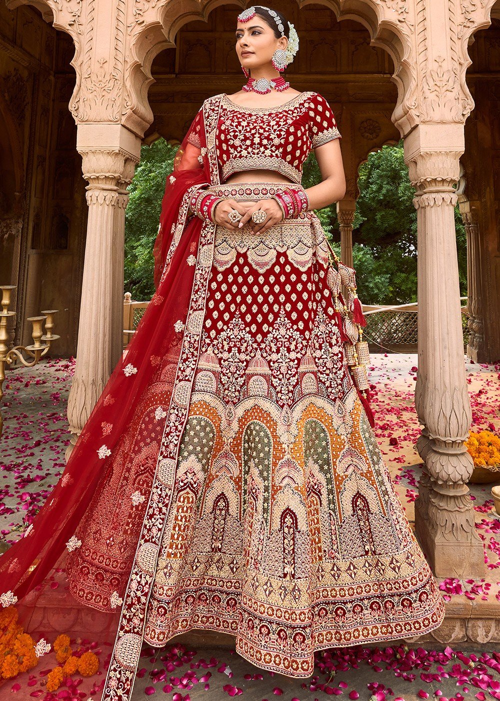 Red Velvet Multi Wedding & Bridal Designer Lehenga Choli at Rs 12700 |  Haripura | Surat | ID: 20721930630