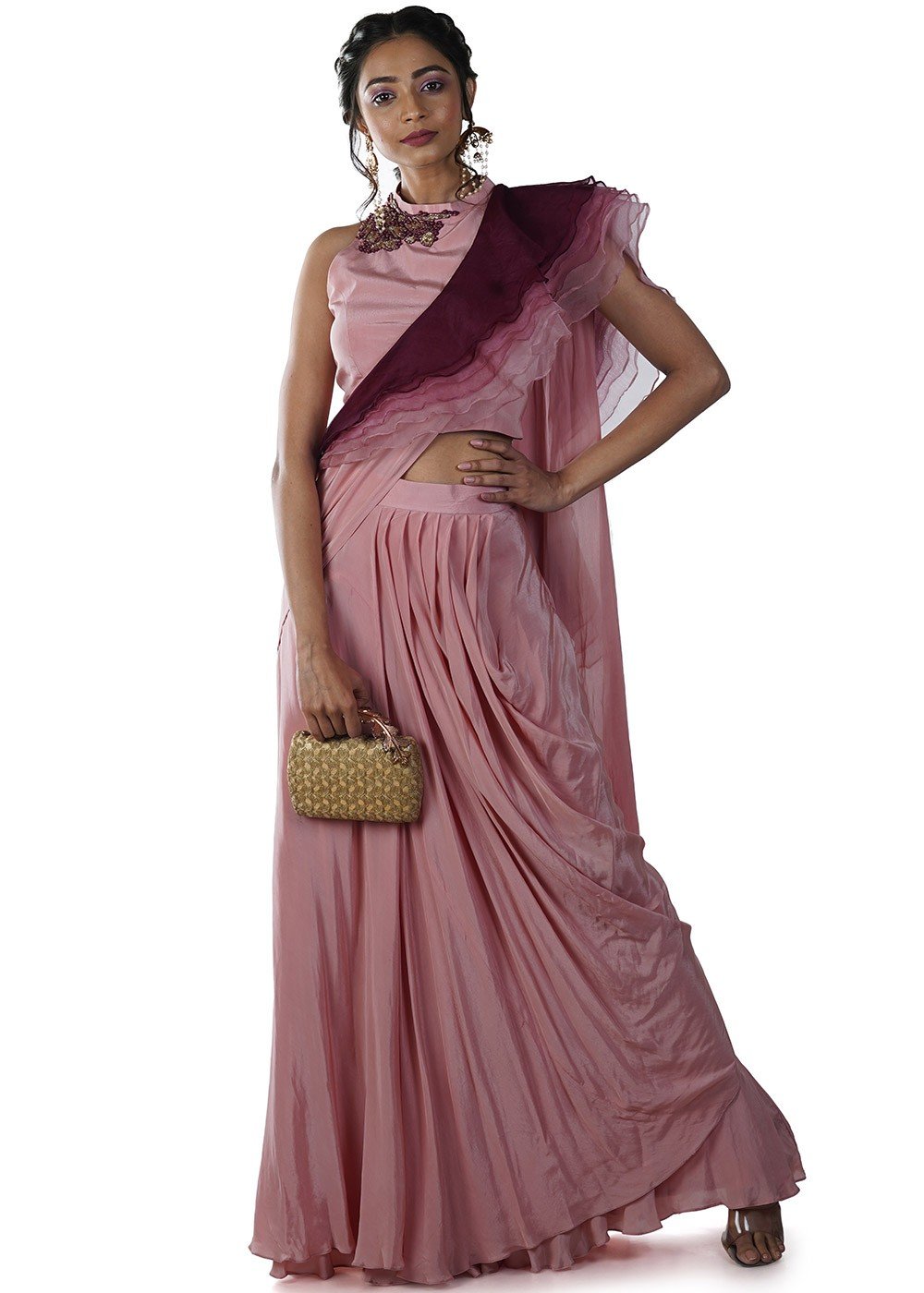 Buy Dark Grey Scintillating Designer Fancy Party Wear Lehenga Style Sari | Lehenga  style Sarees