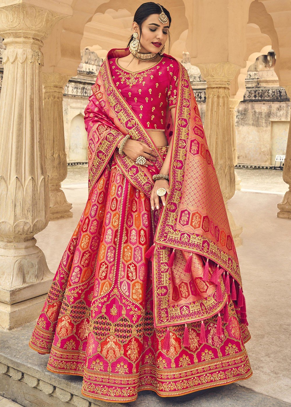 Banarasi Silk Bridal Lehenga Choli Online Shopping India USA UK Canada –  Sunasa