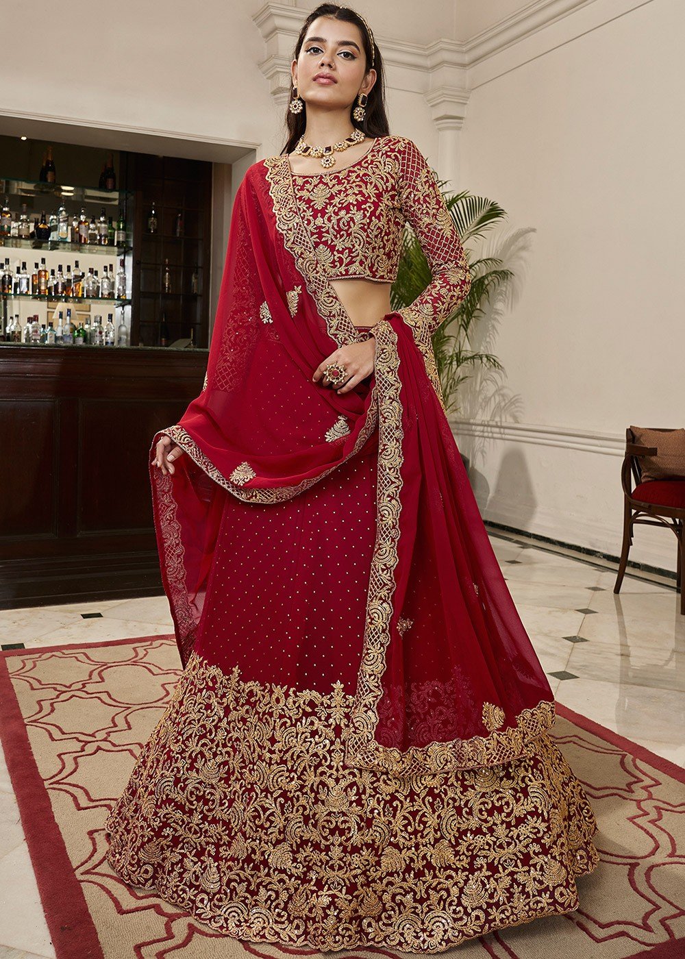 Maroon Bridal Lehenga Choli Shawl Indian Ethnic Wedding Wear Lengha Sari  Lehanga | eBay