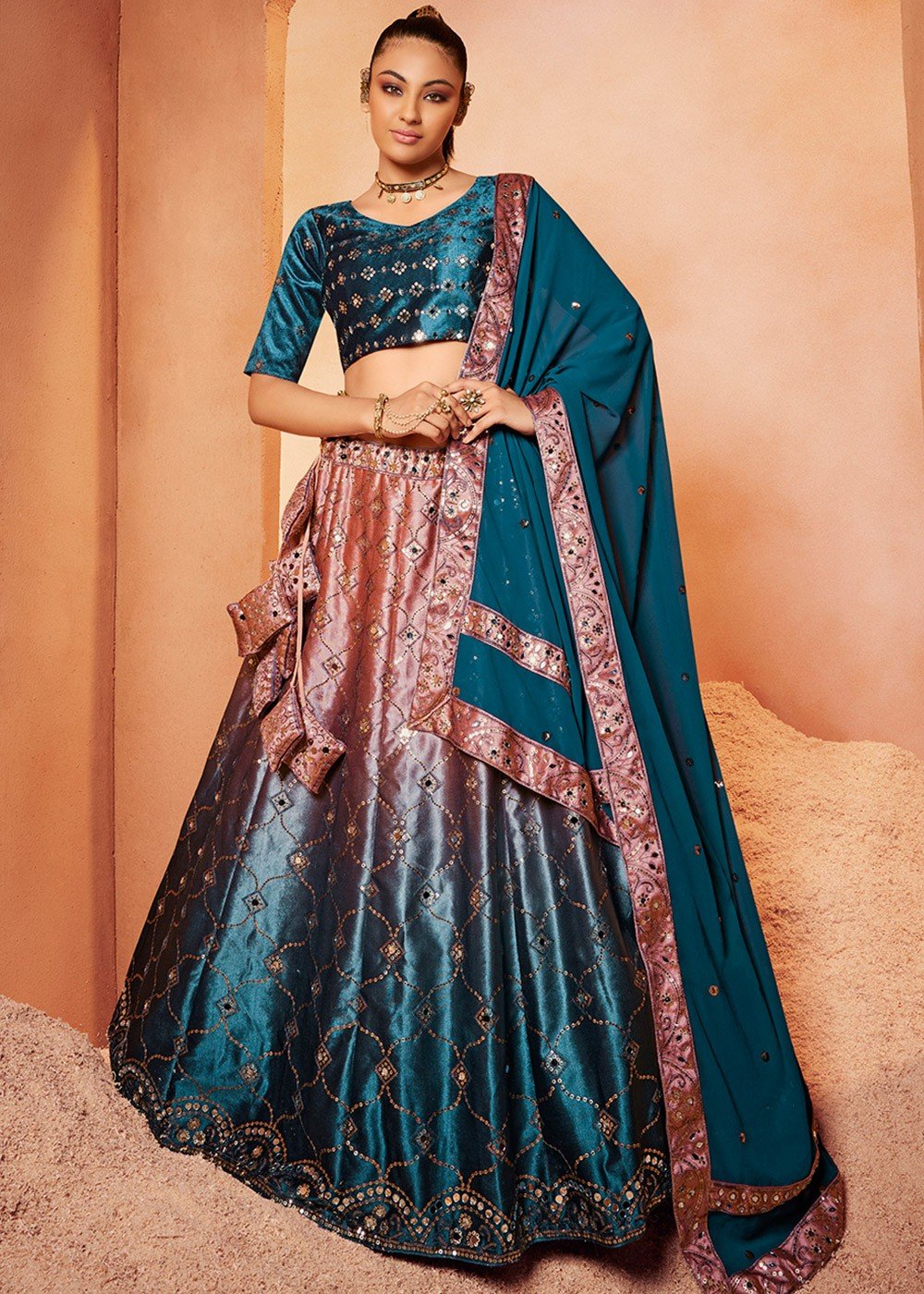 Not getting something unique to compare you beauty.? Check our new Navy  Blue Velvet Silk A Line Lehenga Choli with Hand-Embroidery work. Product  code: 135072 Christmas offer Price: $95 website: www.indianclothstore.com  #indianfashion #