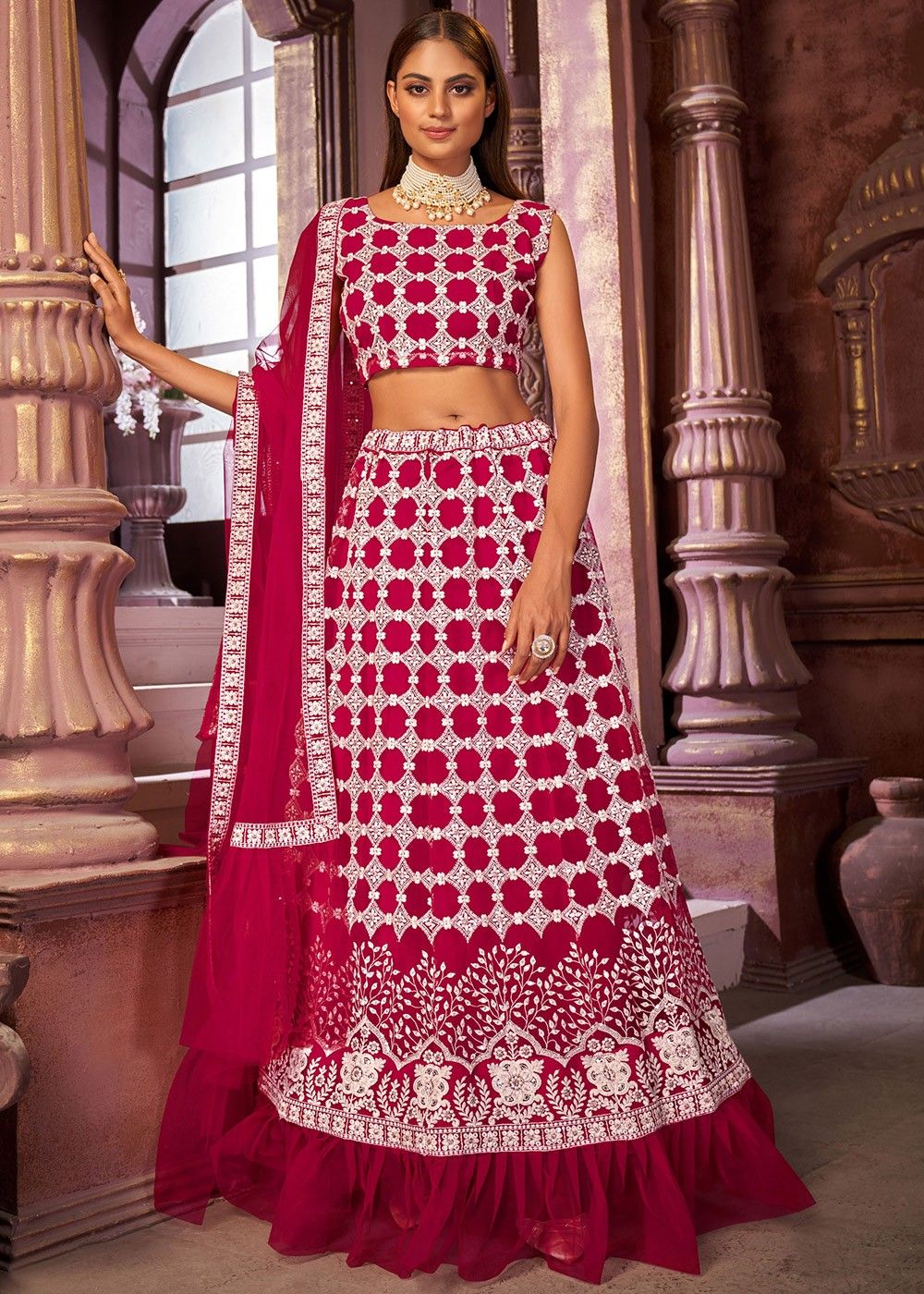 Nylon Organza Multicolor Fine Art Silk Wedding Wear Lehenga Choli at Rs 610  in Surat