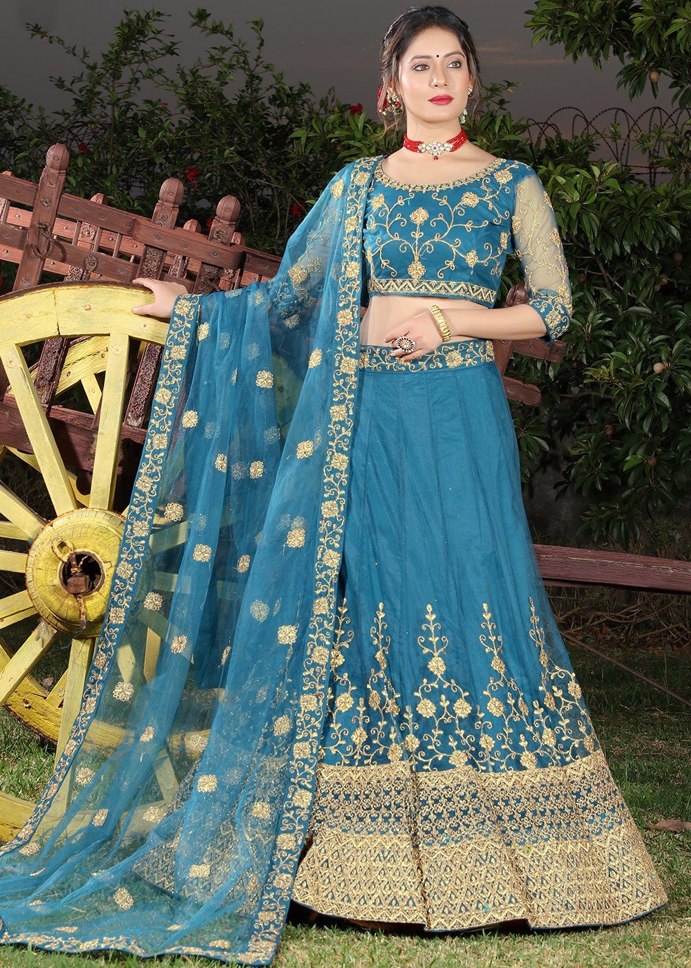 Navy Blue Net Floral Embroidered Lehenga Set Design by ROQA at Pernia's Pop  Up Shop 2024