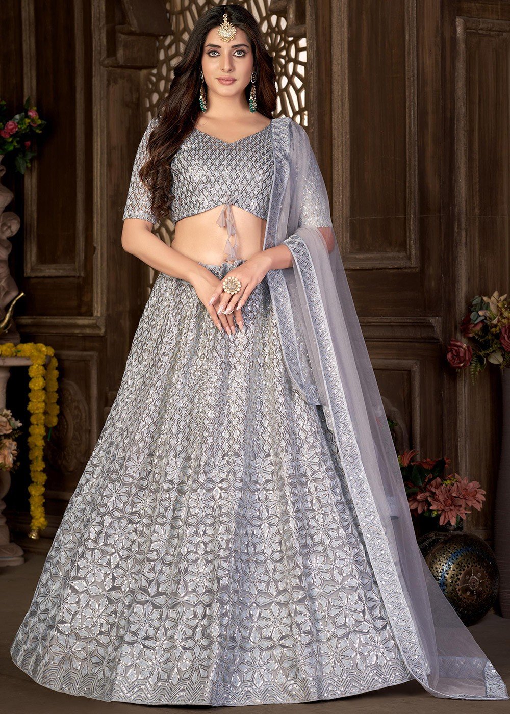 Buy Silver Grey Sequins Embroidered Lehenga Choli for Wedding and Partywear  Wedding Outfit for Woman/bridesmaid Gifts/lehenga With Blouse Online in  India - Etsy